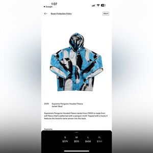 2020
Supreme Penguins Hooded Fleece
Jacket 'Blue'